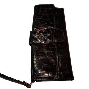 Black wallet wristlet 8" long